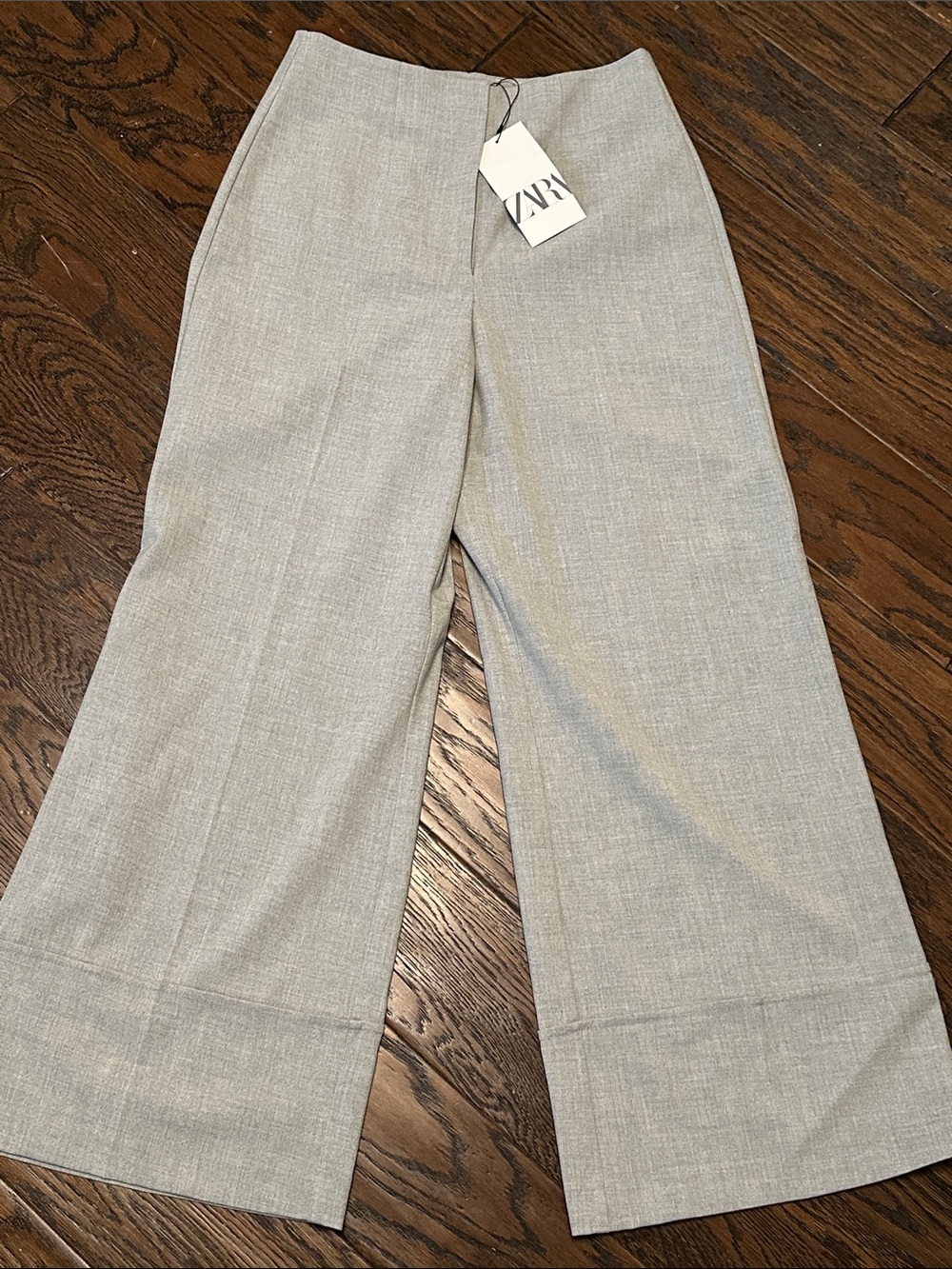 ZARA Light Gray Wide-Leg Trousers